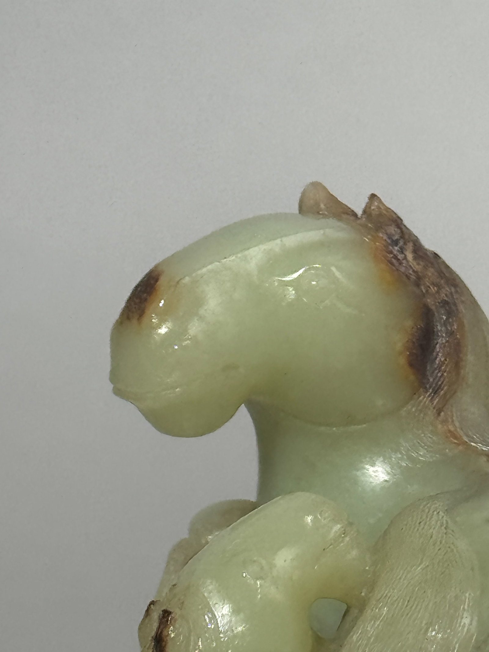 CHINESE YELLOW JADE CARVING OF HORSE FAMILY - 8