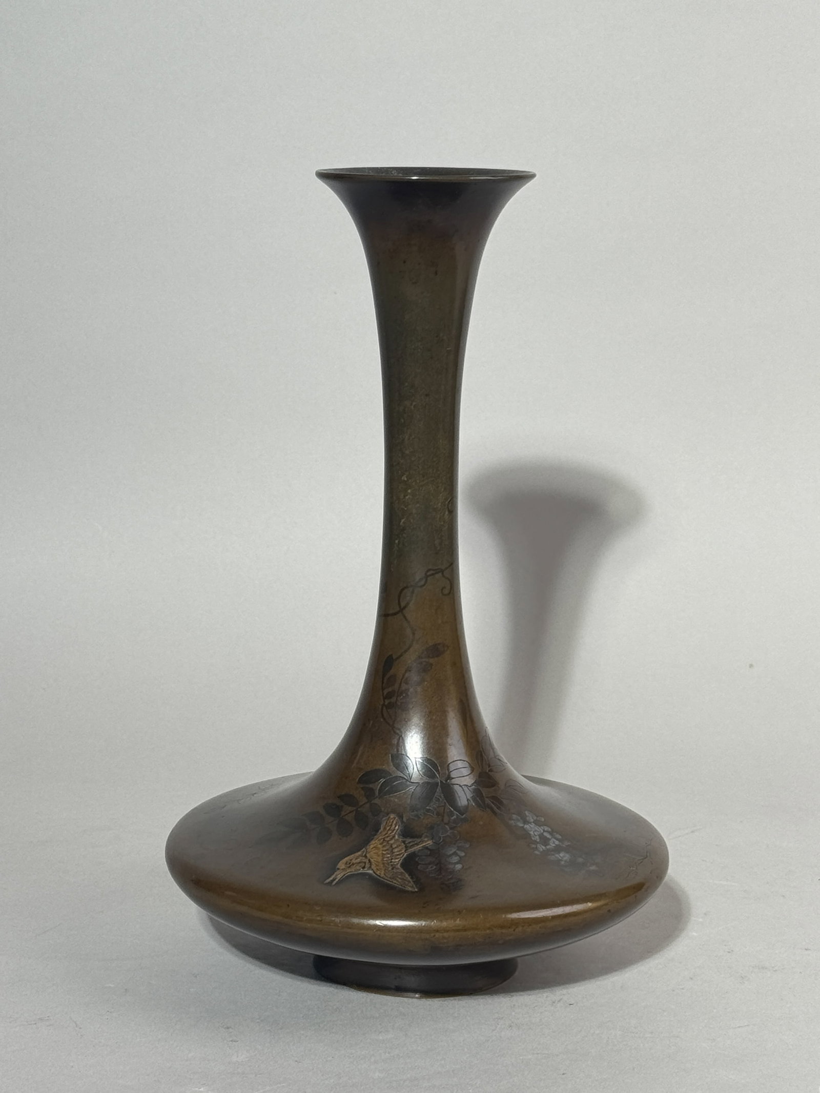 JAPANESE MIXED METAL VASE WITH WISTERIA (1 of 8)