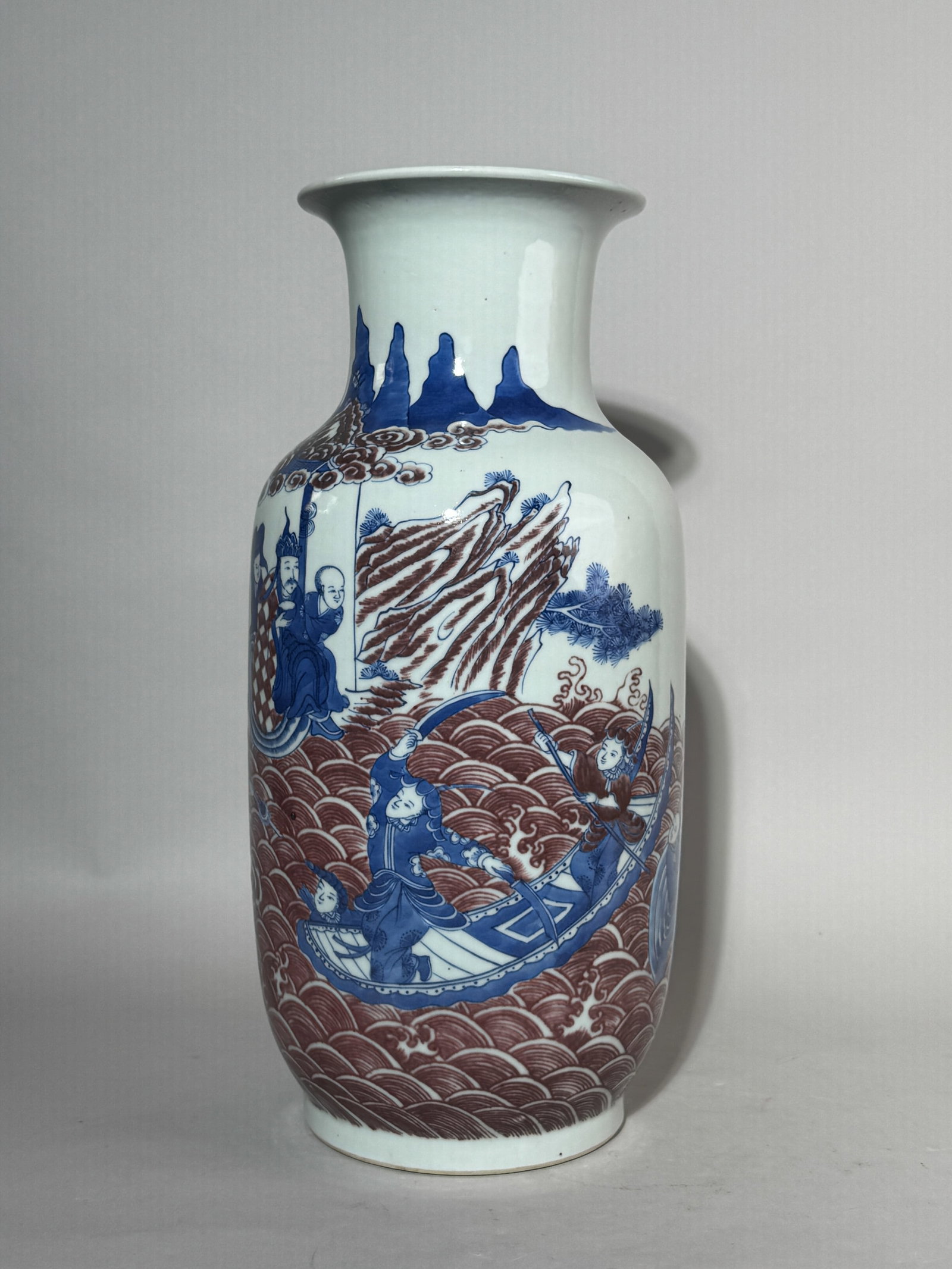 CHINESE UNDERGLAZE COPPER-RED PORCELAIN VASE WITH IMMORTALS (1 of 15)