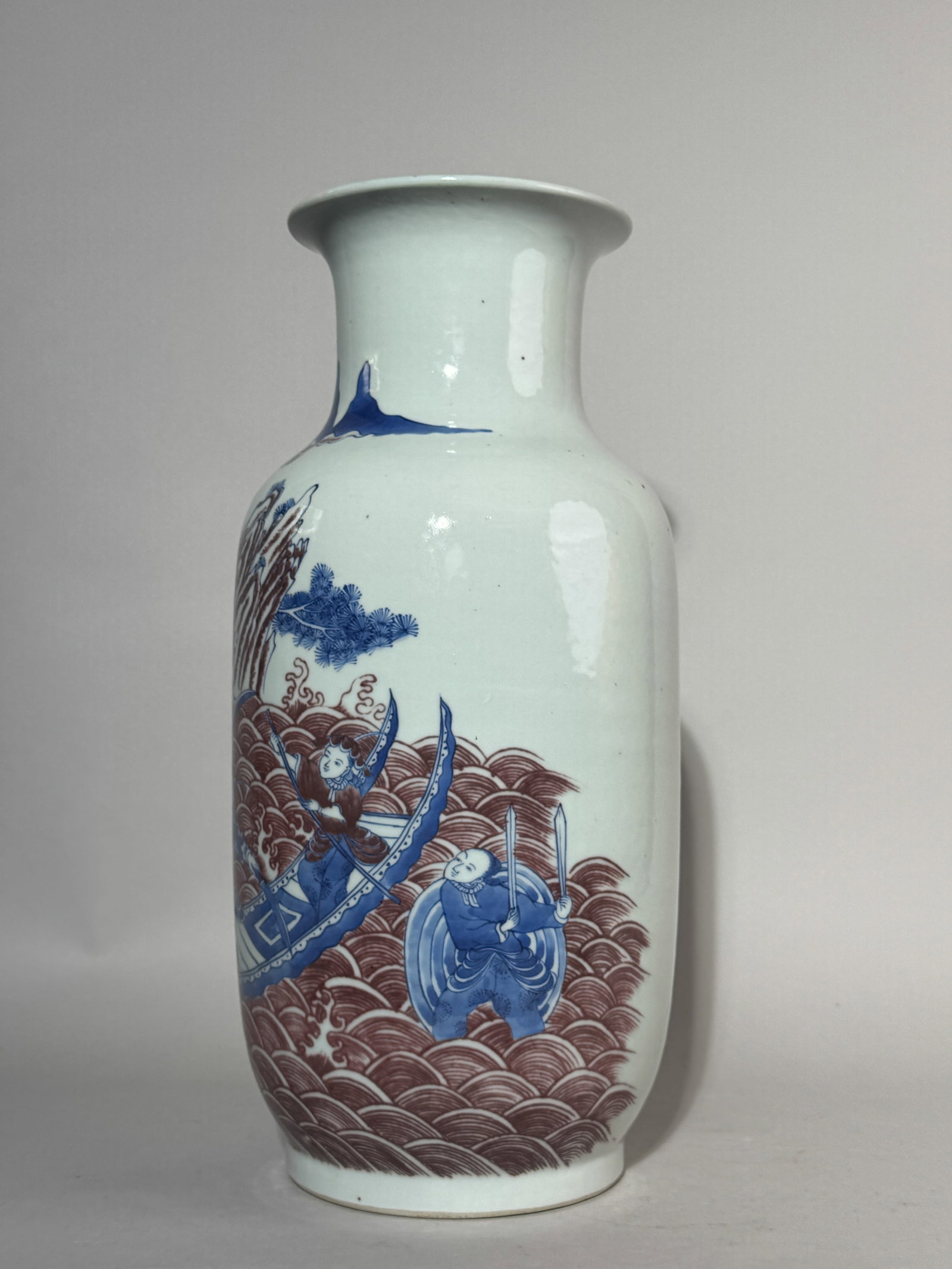 CHINESE UNDERGLAZE COPPER-RED PORCELAIN VASE WITH IMMORTALS - 4