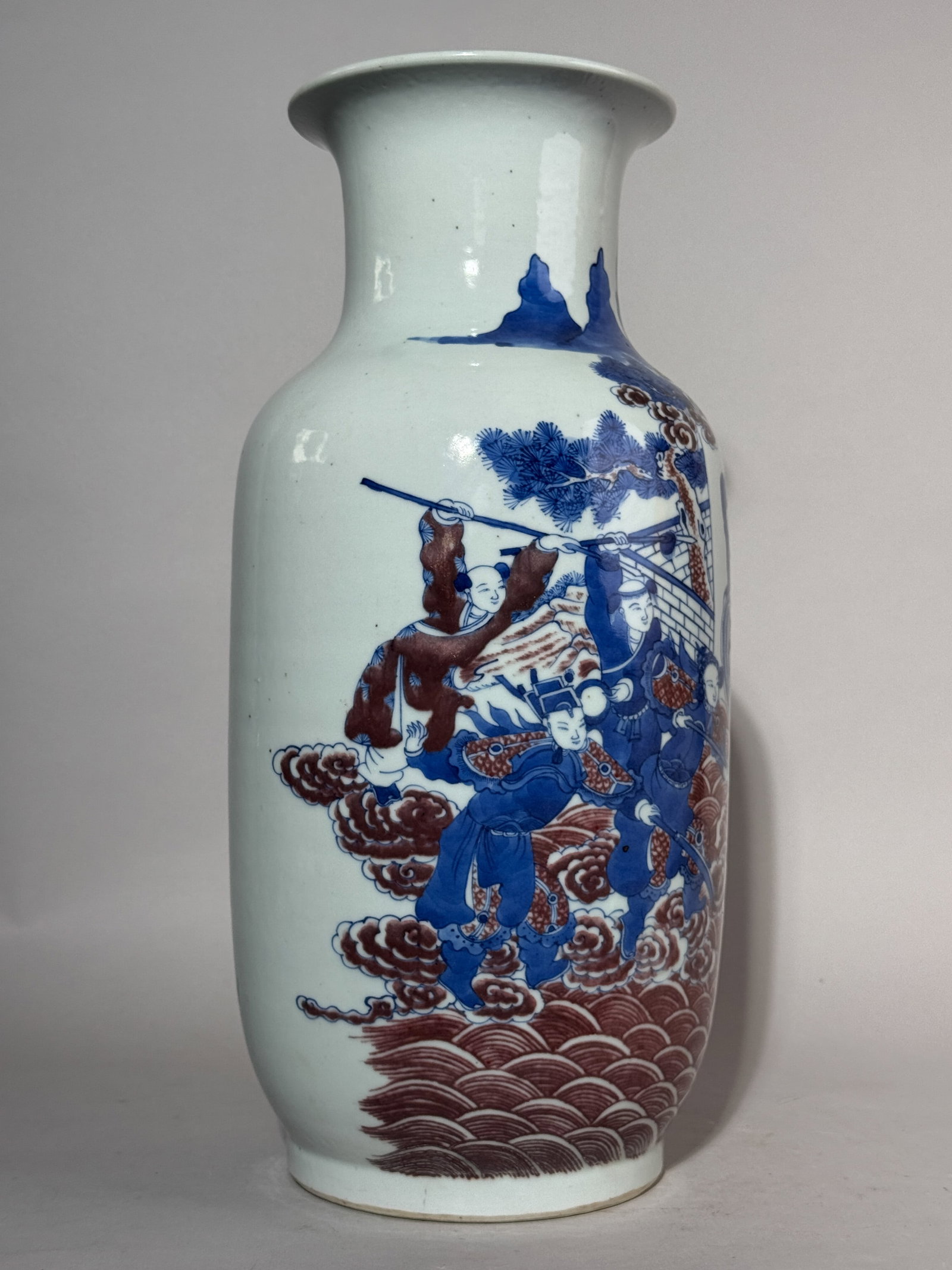 CHINESE UNDERGLAZE COPPER-RED PORCELAIN VASE WITH IMMORTALS - 6