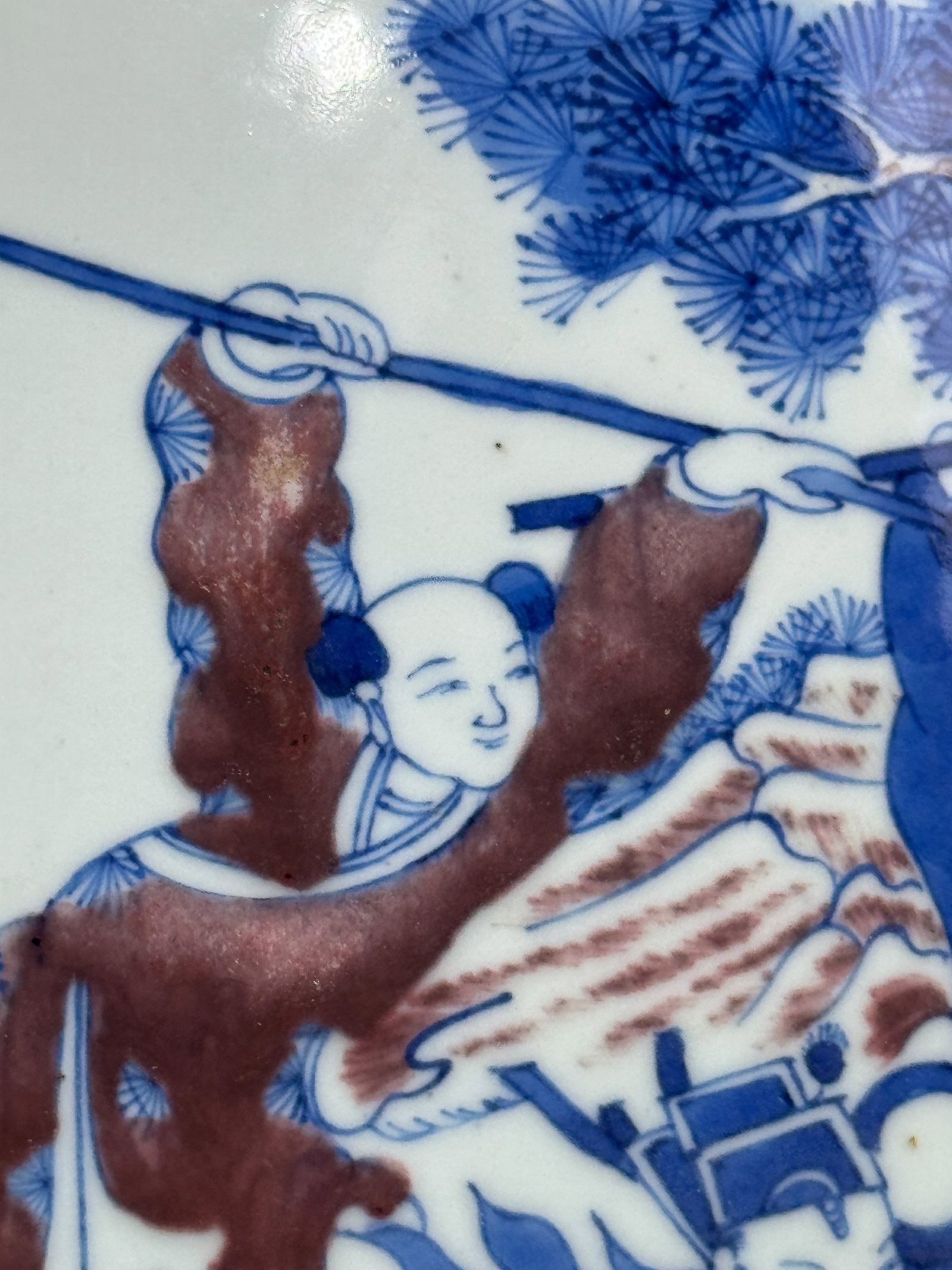 CHINESE UNDERGLAZE COPPER-RED PORCELAIN VASE WITH IMMORTALS - 8