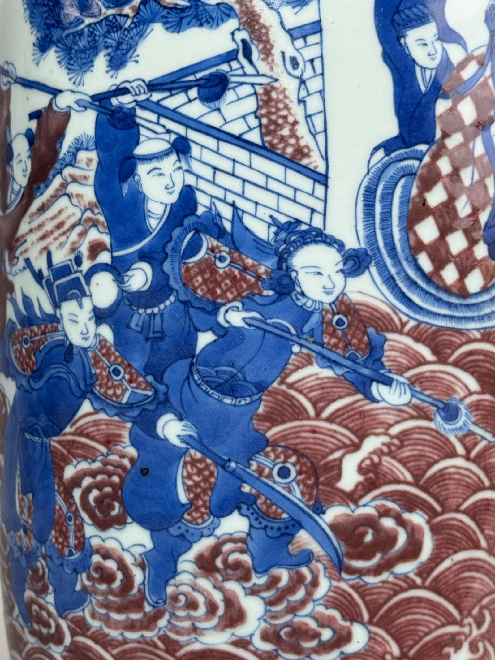 CHINESE UNDERGLAZE COPPER-RED PORCELAIN VASE WITH IMMORTALS - 9