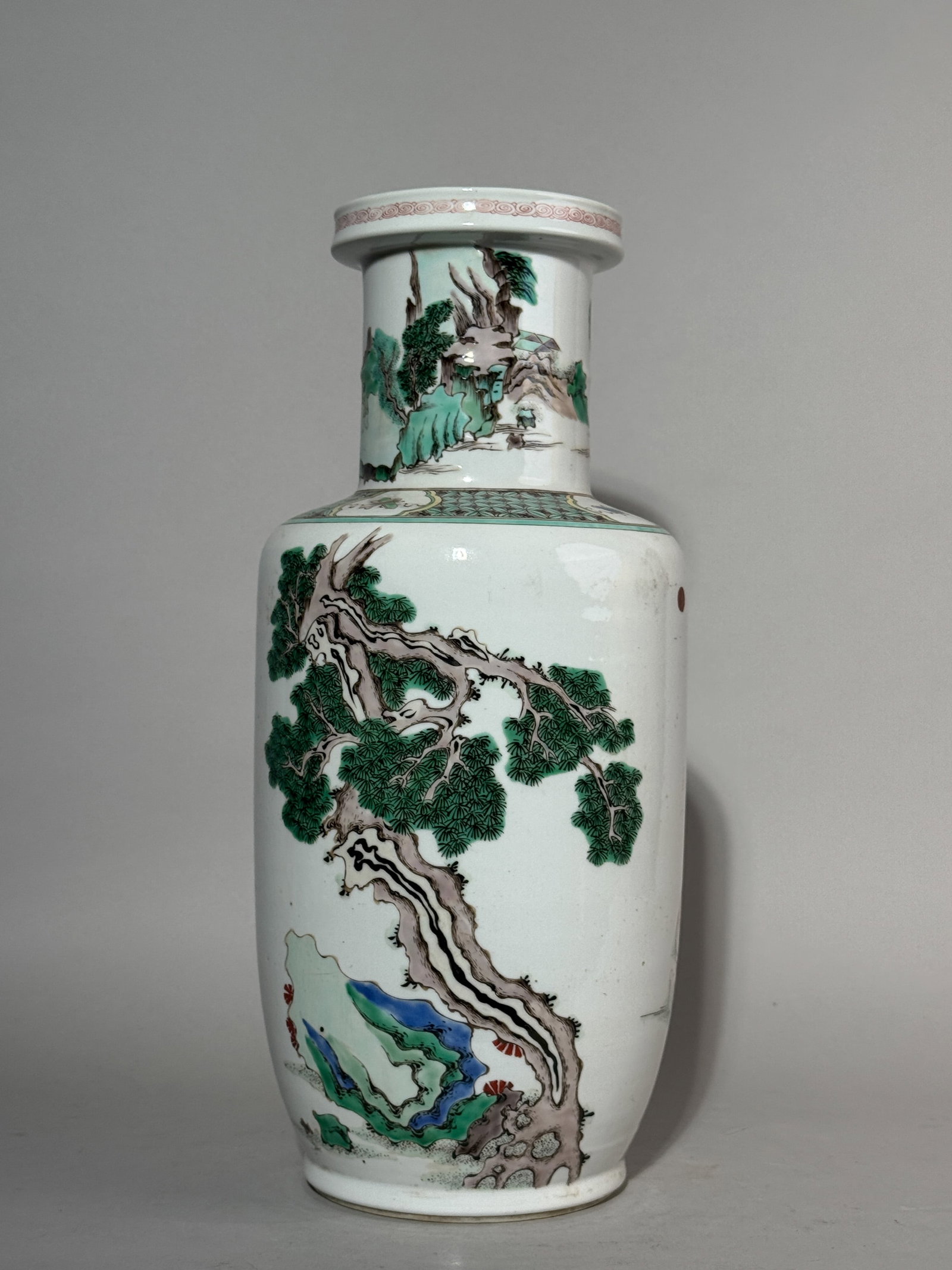 CHINESE ROULEAU PORCELAIN VASE WITH IRON-RED DECORATED IMMORTAL - 6