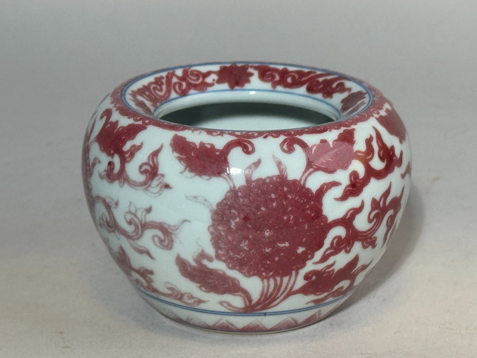 CHINESE COPPER-RED PORCELAIN SCHOLAR WATER POT - 2
