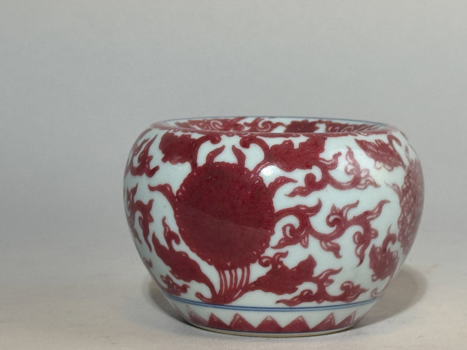CHINESE COPPER-RED PORCELAIN SCHOLAR WATER POT - 3