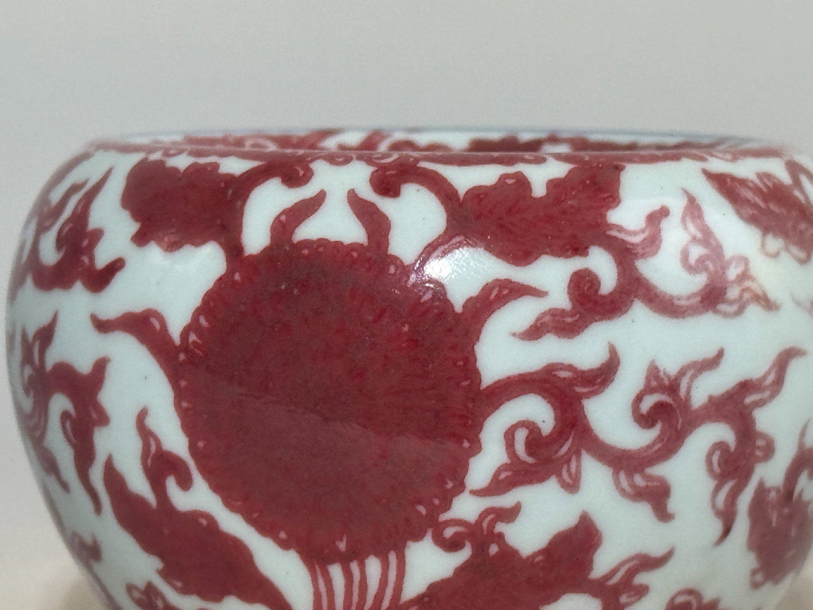 CHINESE COPPER-RED PORCELAIN SCHOLAR WATER POT - 4
