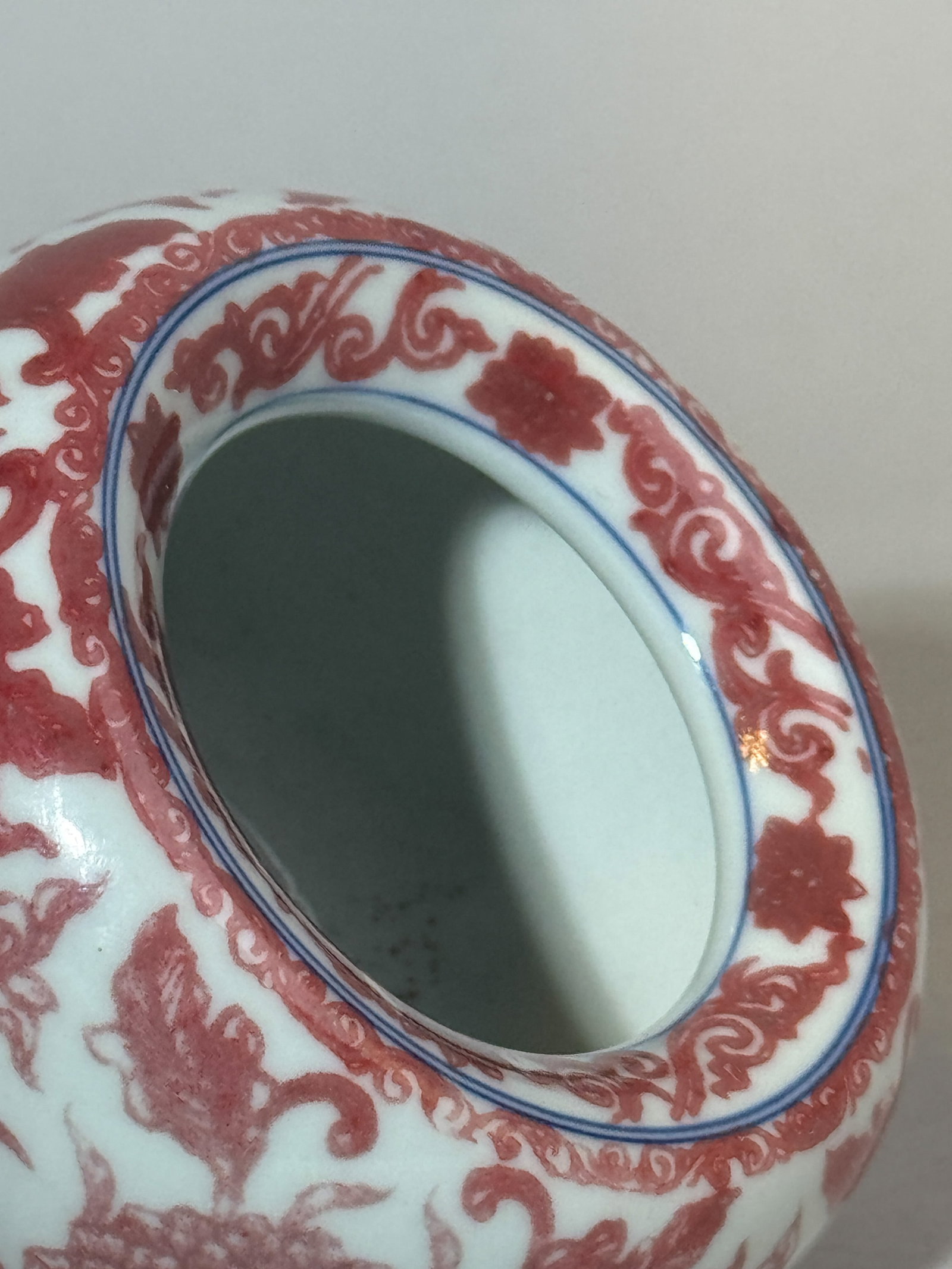 CHINESE COPPER-RED PORCELAIN SCHOLAR WATER POT - 7