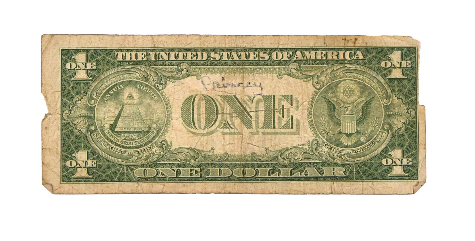 SILVER CERTIFICATE (1935E), BEARING SIGNATURE, READING 'BABE RUTH' - 2