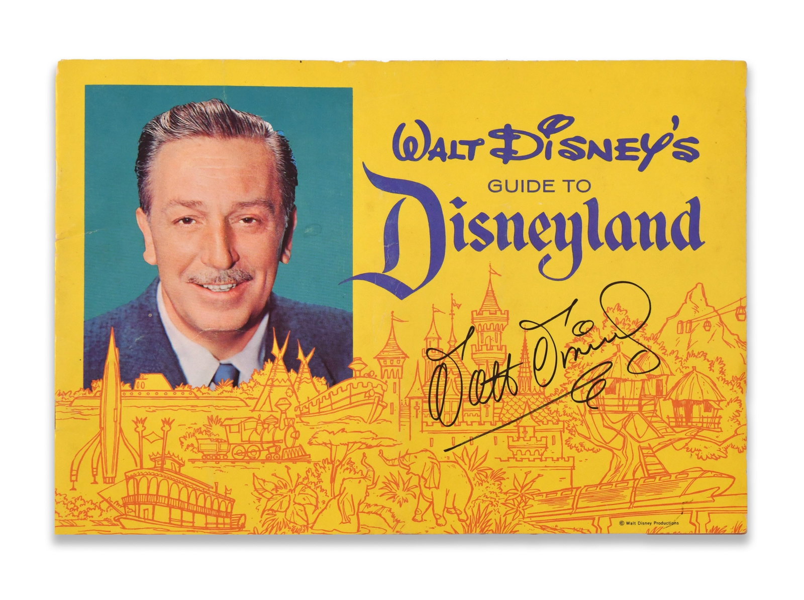 WALT DISNEY, BOOKLET "WALT DISNEY'S GUIDE TO DISNEYLAND", BEARING SIGNATURE (1 of 3)