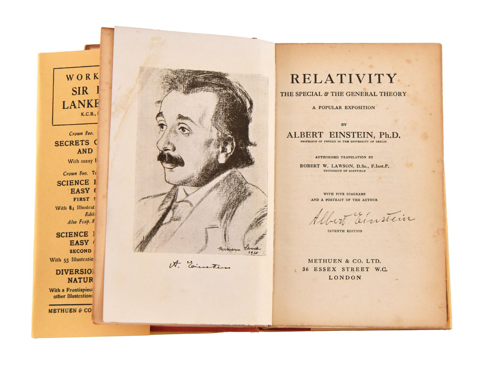 ALBERT EINSTEIN, BOOK "RELATIVITY: THE SPECIAL AND THE GENERAL THEORY", BEARING SIGNATURE - 2