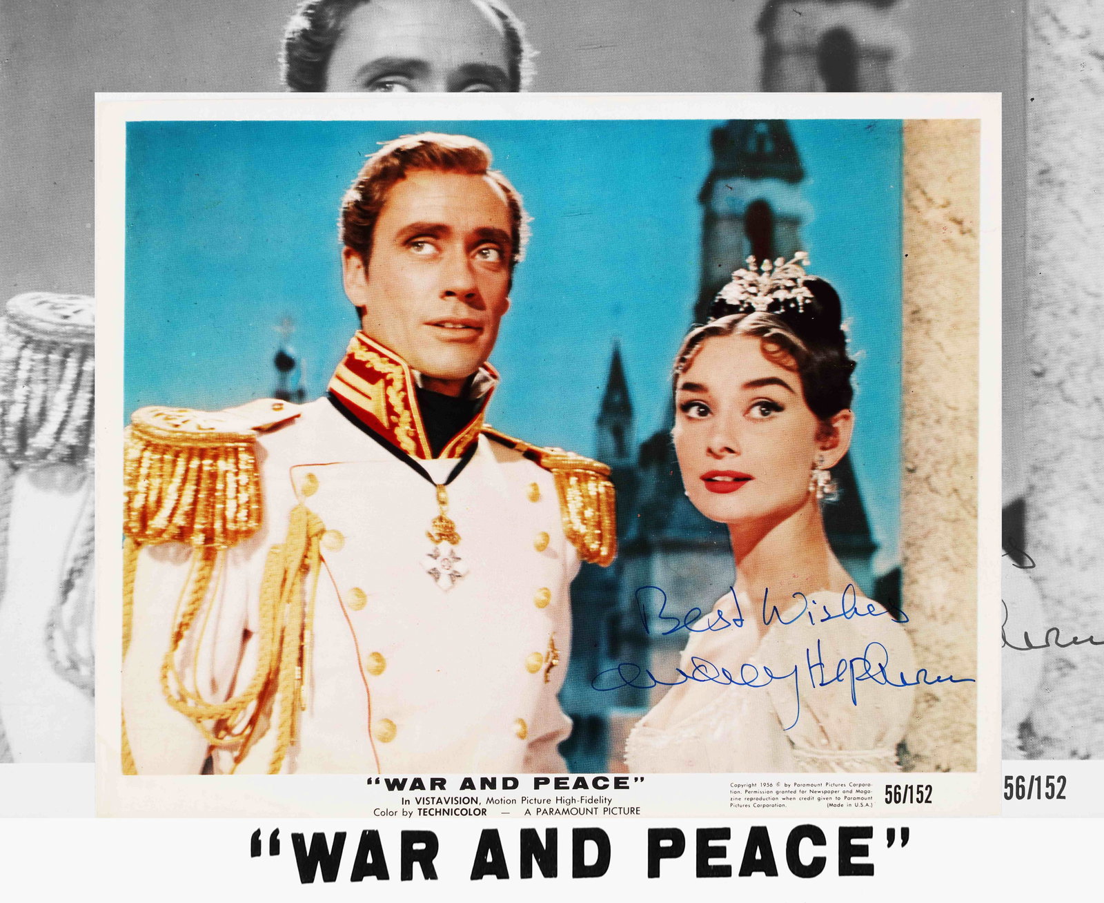AUDREY HEPBURN, PHOTOGRAPH "WAR AND PEACE", BEARING SIGNATURE (1 of 2)