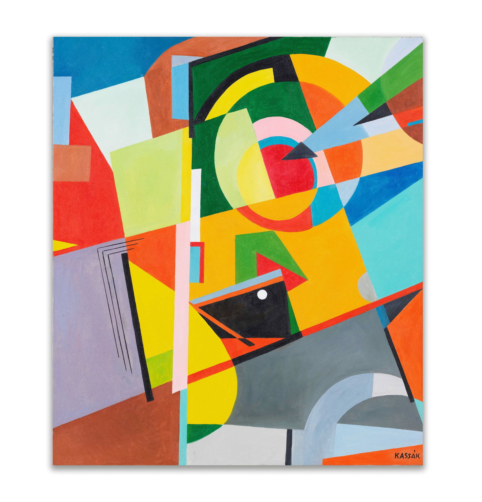 LAJOS KASSAK, IN THE STYLE OF, OIL ON CANVAS (1 of 2)