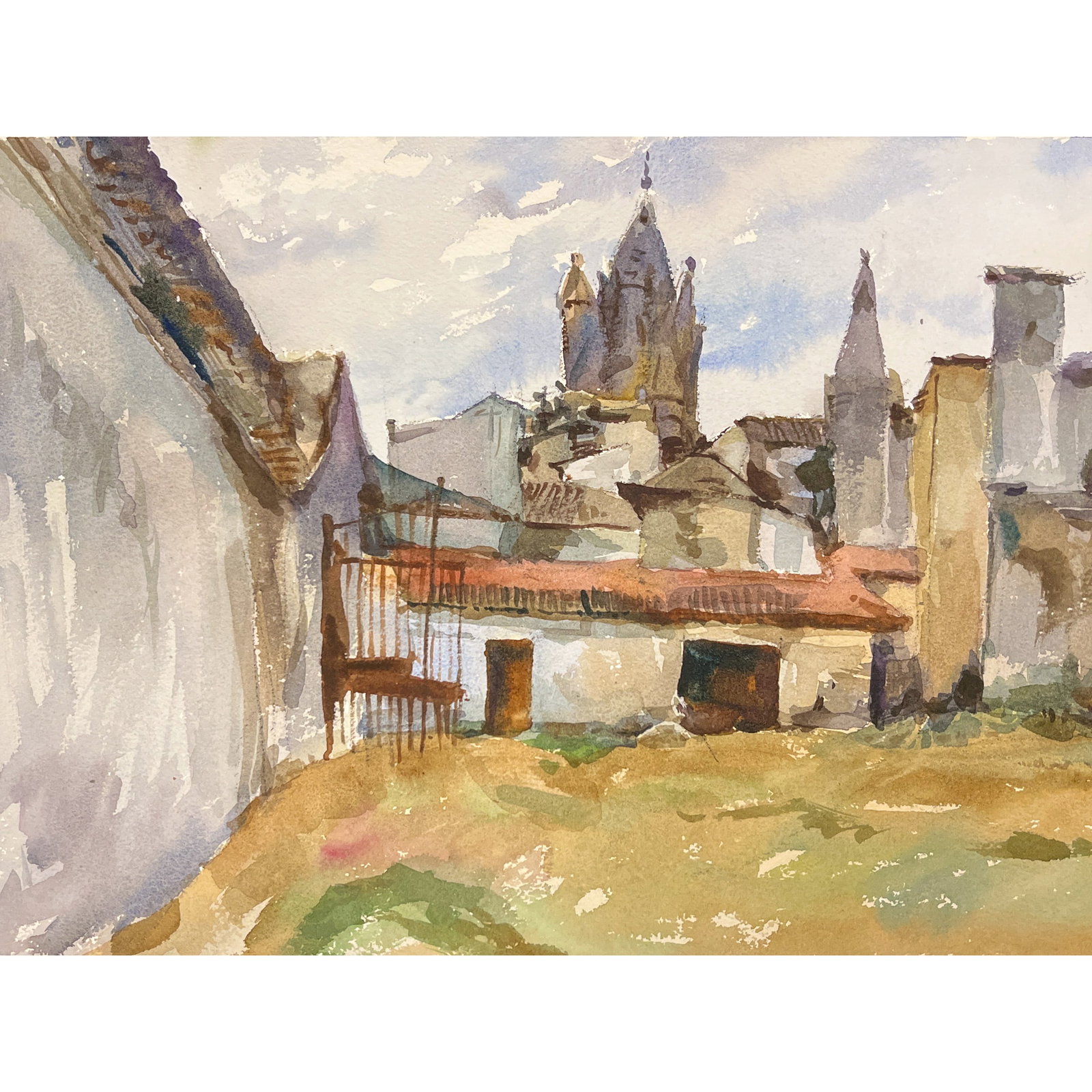 John Singer Sargent (Italian, 1856-1925), After, House and Court Yard, Watercolor on Paper (1 of 4)