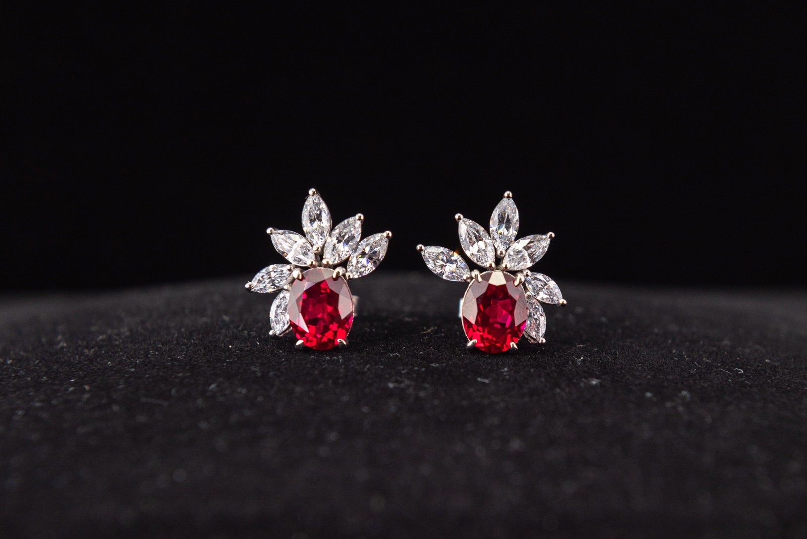 Lab-Grown Ruby, Diamond and Sterling Silver Earrings - 2