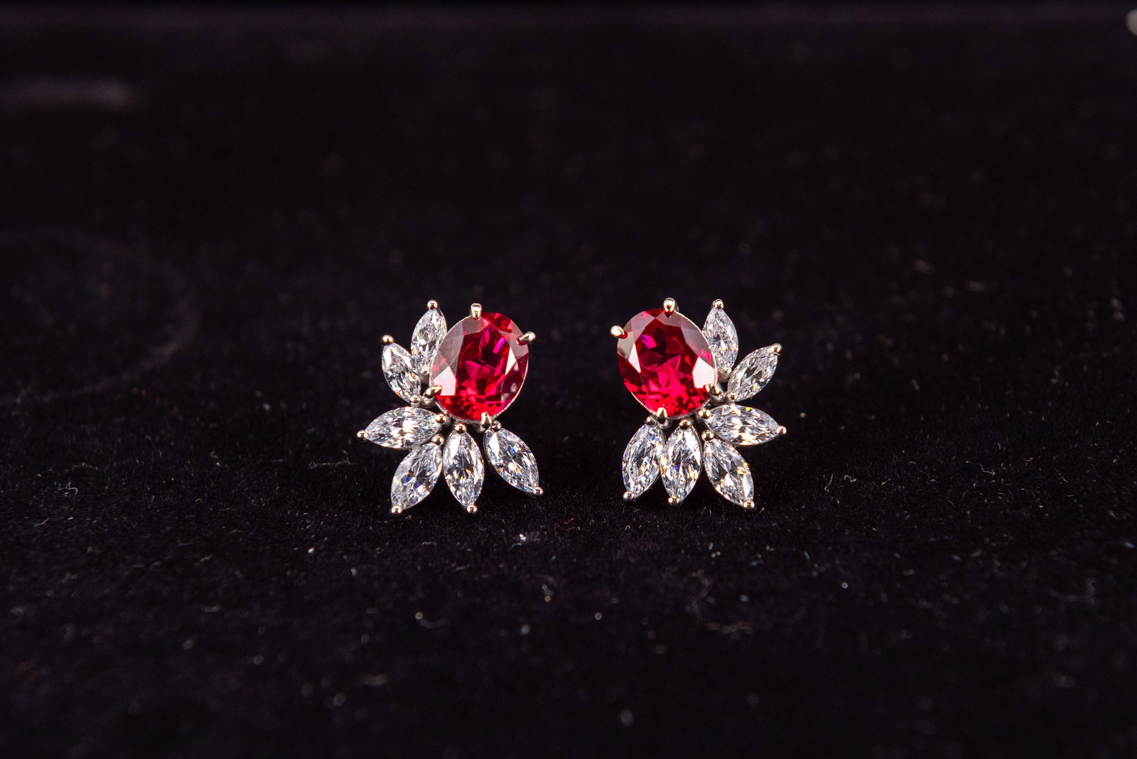 Lab-Grown Ruby, Diamond and Sterling Silver Earrings - 3