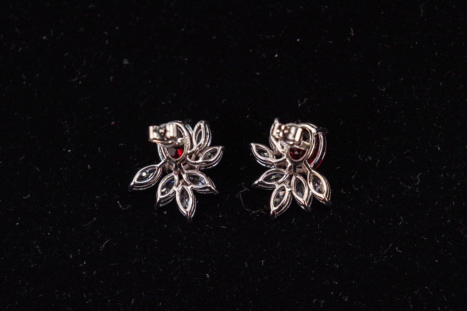 Lab-Grown Ruby, Diamond and Sterling Silver Earrings - 4
