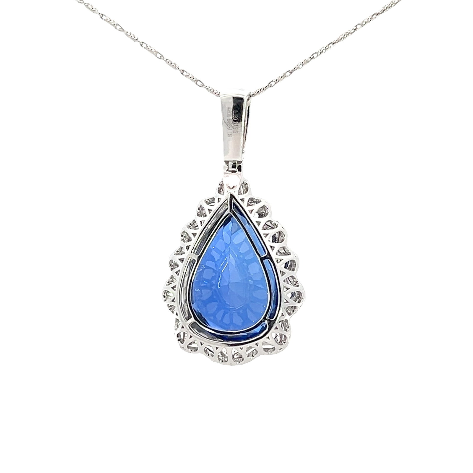 14K Gold, Lab Sapphire and Diamond Necklace with GGA Report - 4