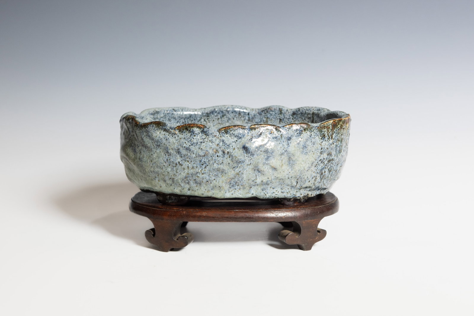 A Chinese Shiwan Glazed Basin with Base, Qing Dynasty - 4