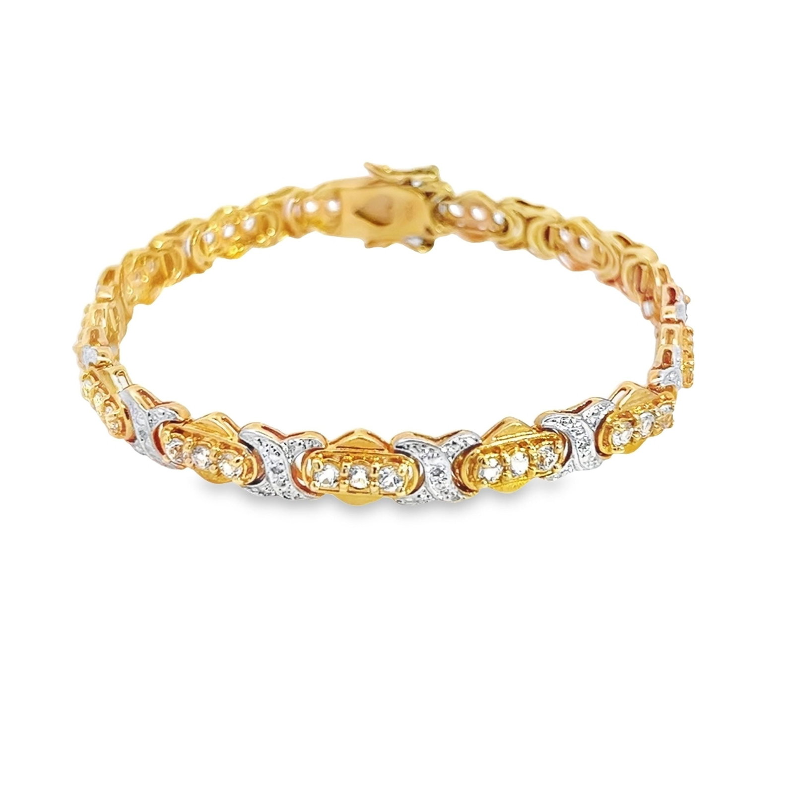 WHITE TOPAZ, DIAMOND AND STERLING SILVER BRACELET - 2