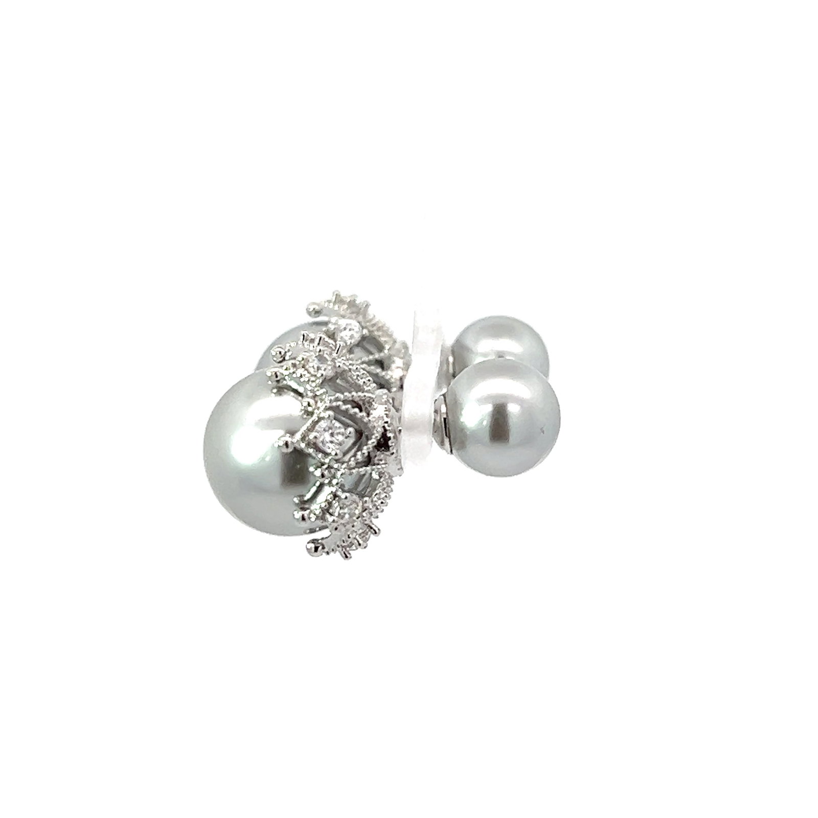 PAIR OF PEARL AND STERLING SILVER EARRINGS - 2