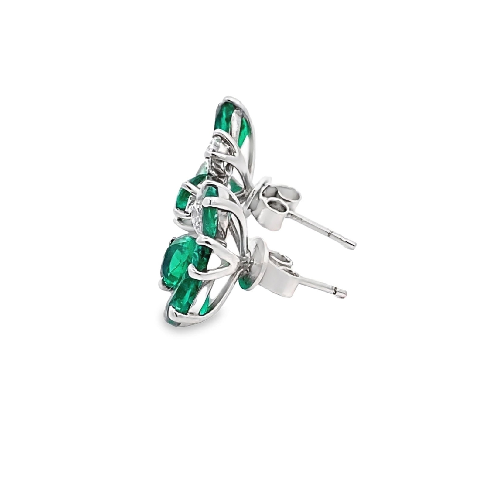 LAB EMERALD AND DIAMOND EARRINGS - 2
