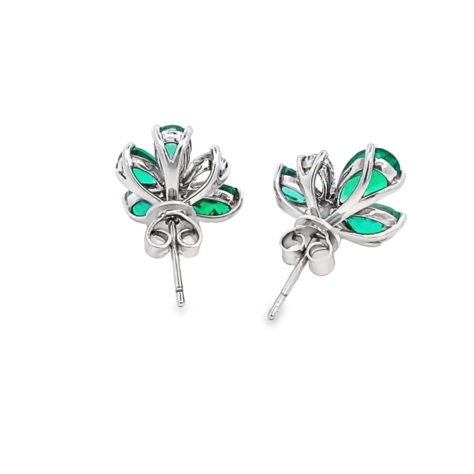 LAB EMERALD AND DIAMOND EARRINGS - 3