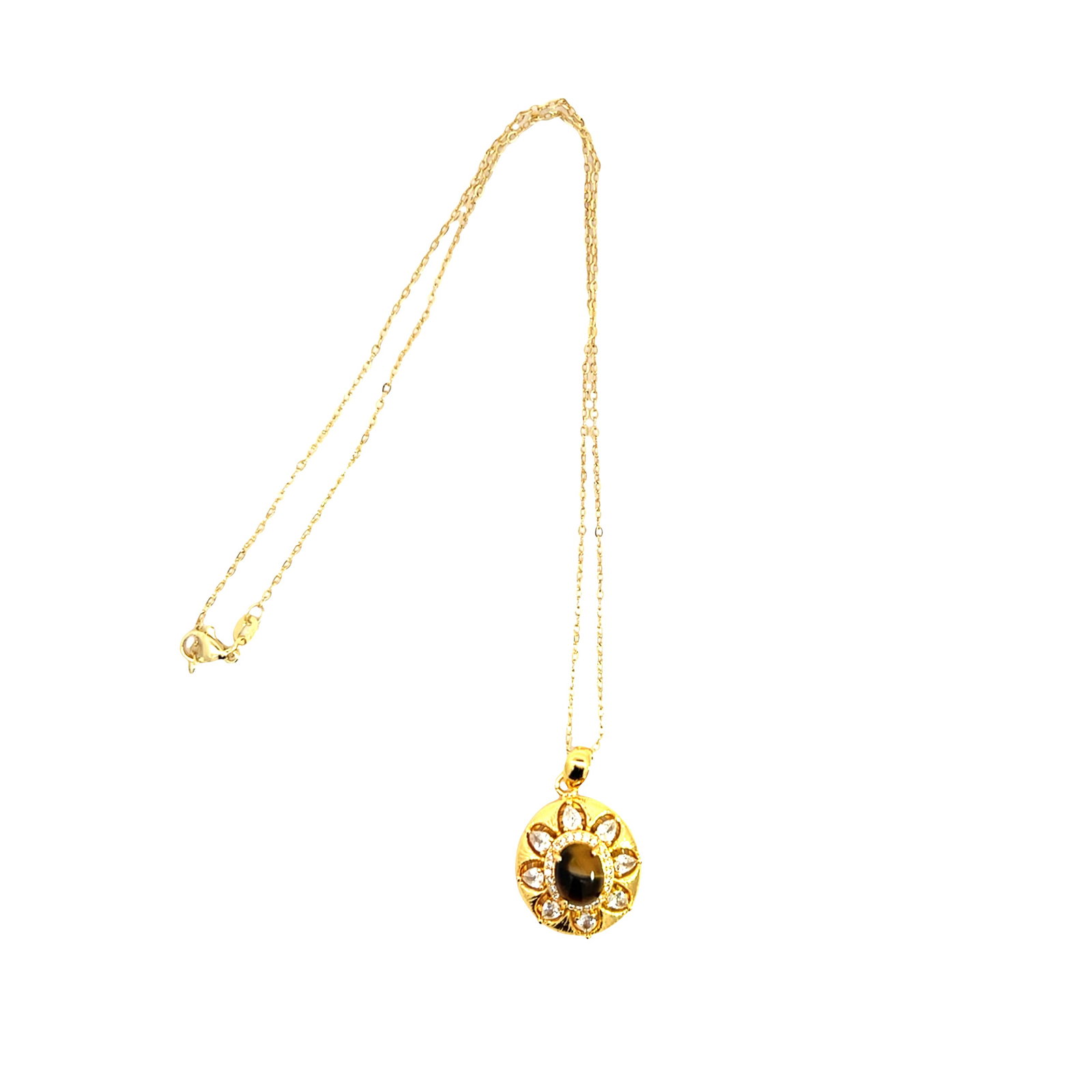 CYMOPHANE, DIAMOND AND STERLING SILVER NECKLACE AND RING - 11