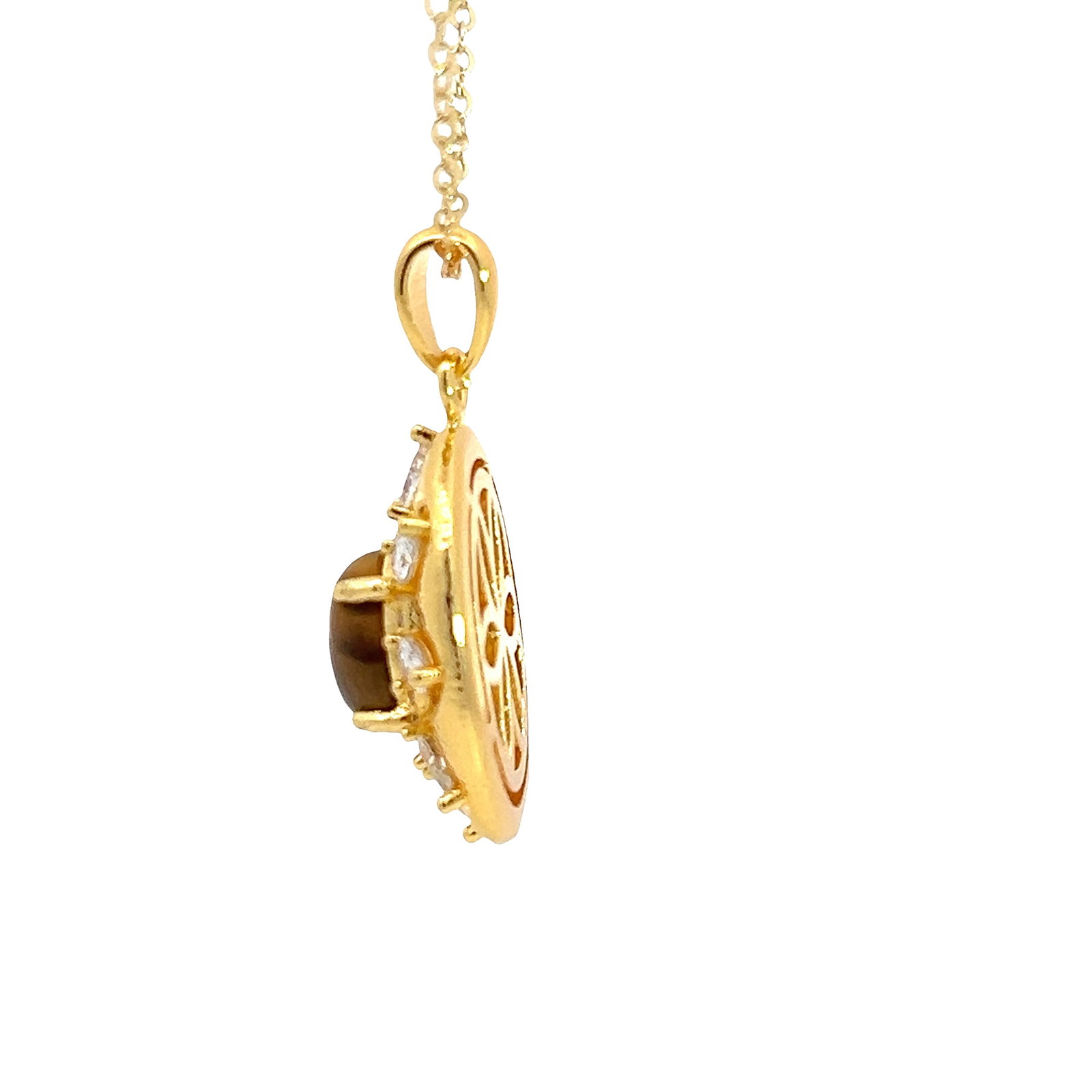 CYMOPHANE, DIAMOND AND STERLING SILVER NECKLACE AND RING - 8
