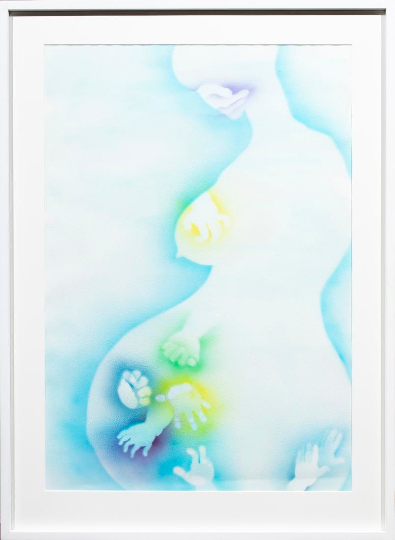 MIXED MEDIA, YUN LIANG: Yun Liang (21st century), "Voice, and Those Things Left Unsaid," mixed media on paper, unsigned, Overall with frame: 44.25"h x 32.5"w