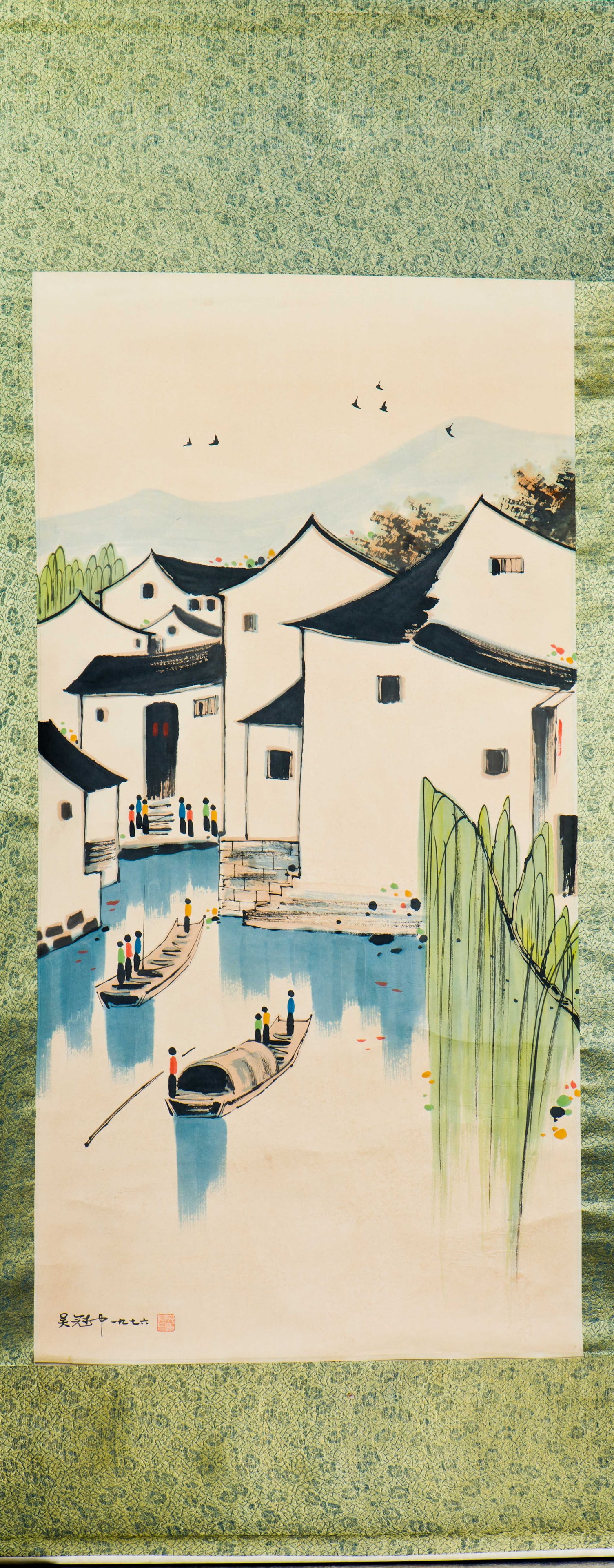 AFTER WU GUANZHONG (1919-2010), CHINESE PAINTING SCROLL OF RIVERSIDE TOWN - 3