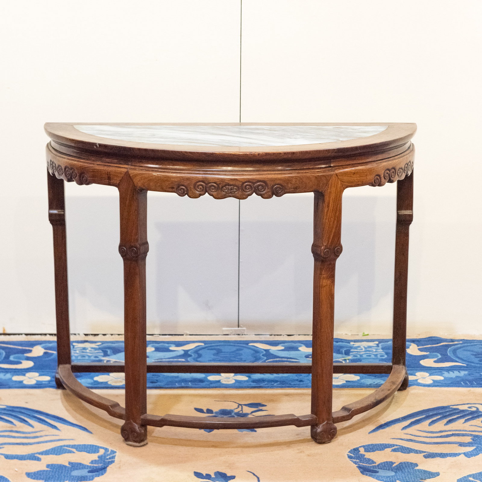 A CHINESE ROSEWOOD DEMI-LUNE SIDE TABLE - 2