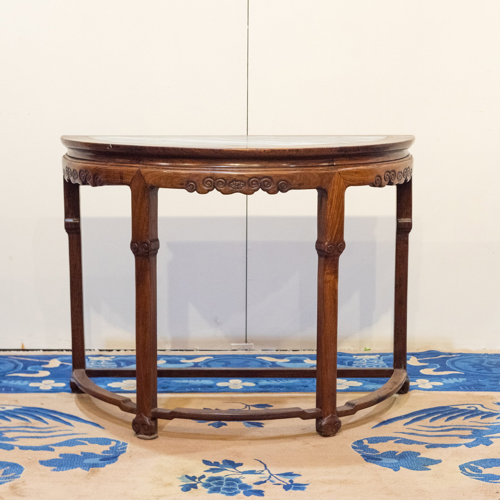 A CHINESE ROSEWOOD DEMI-LUNE SIDE TABLE - 3