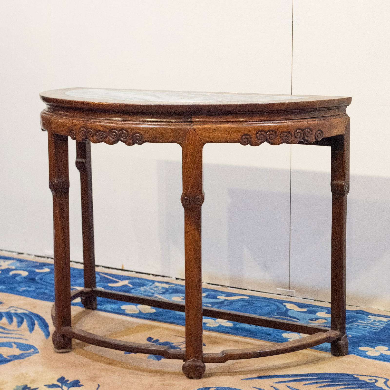 A CHINESE ROSEWOOD DEMI-LUNE SIDE TABLE - 4