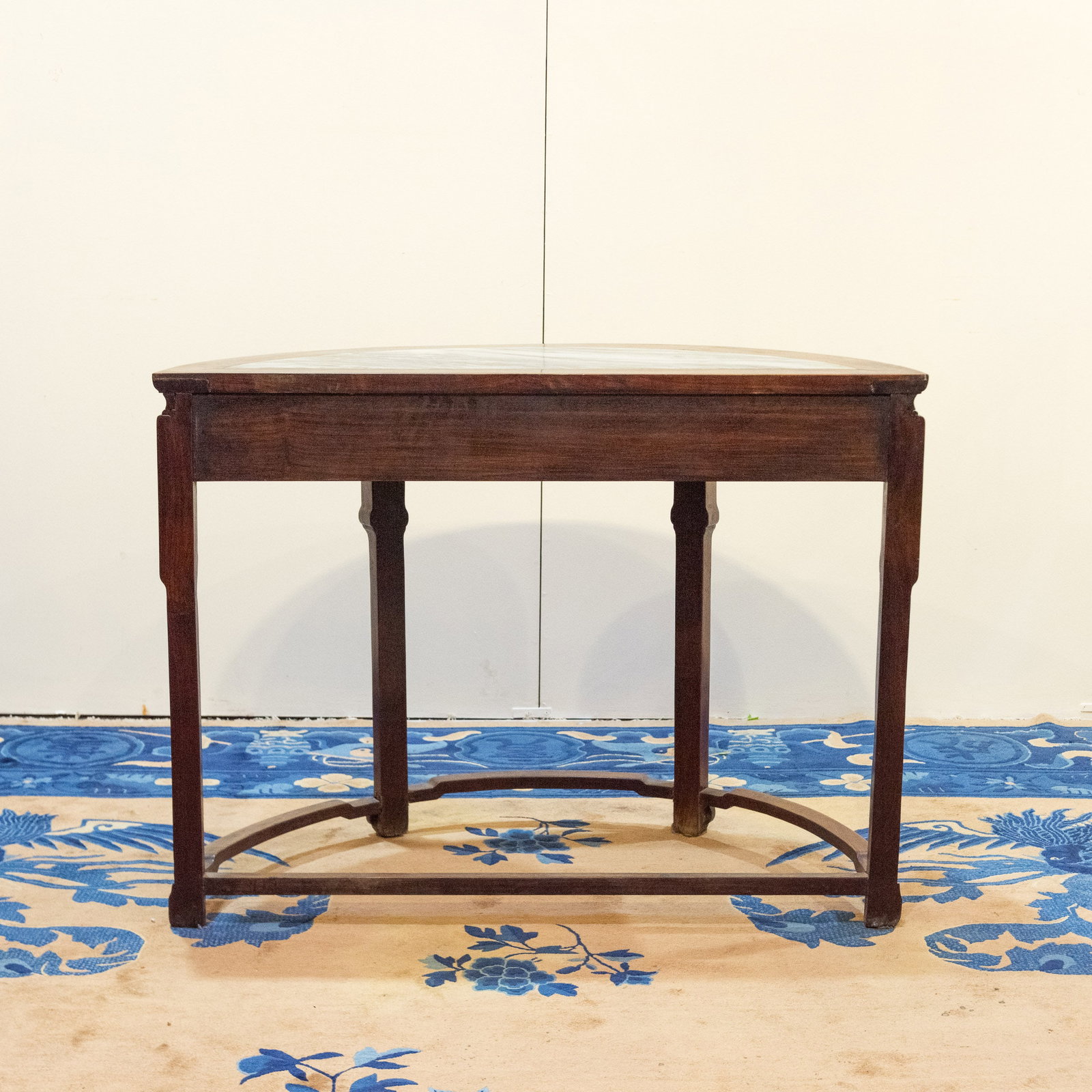A CHINESE ROSEWOOD DEMI-LUNE SIDE TABLE - 6