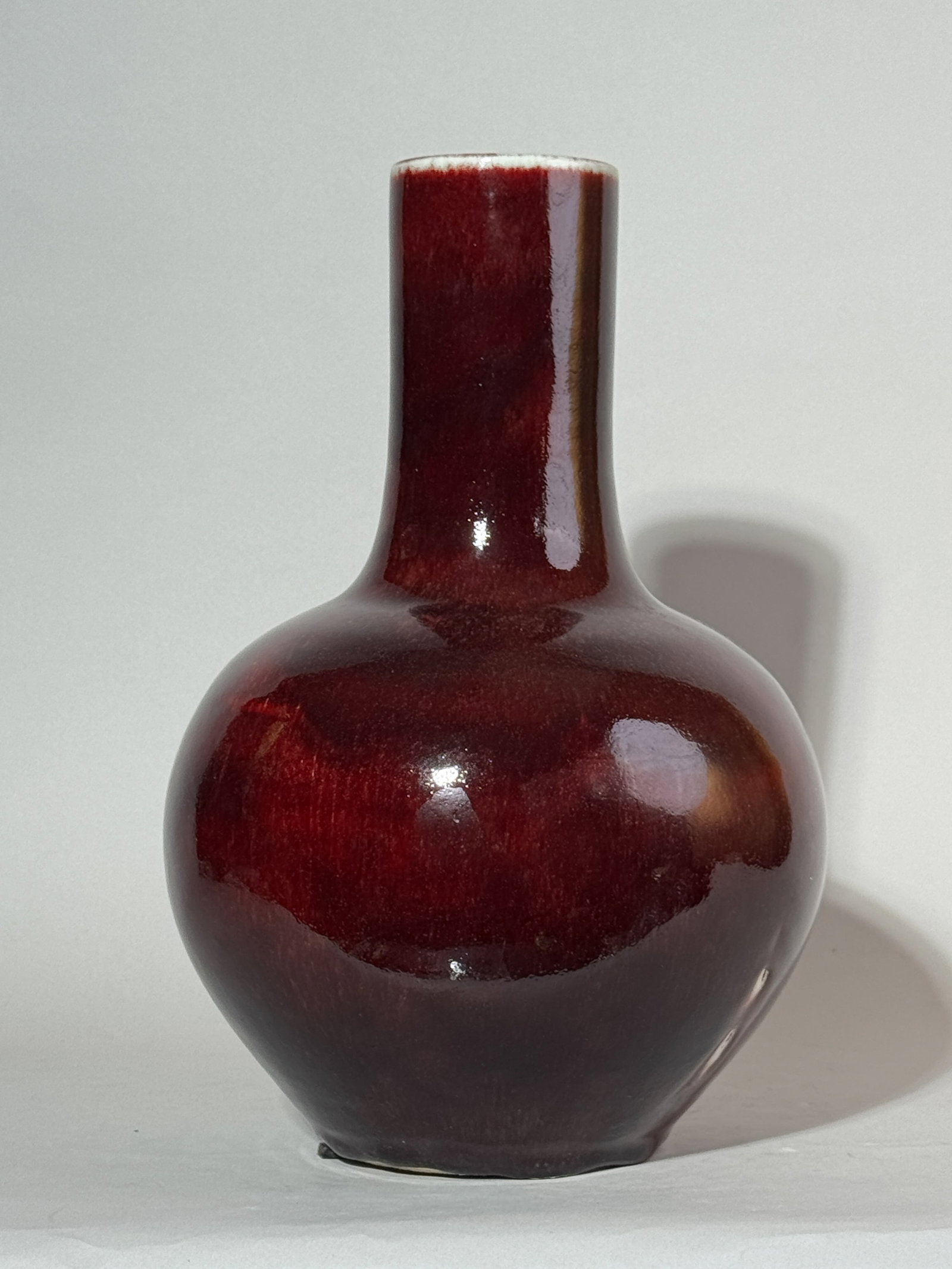 CHINESE OXBLOOD PORCELAIN TIANQIUPING VASE (1 of 11)
