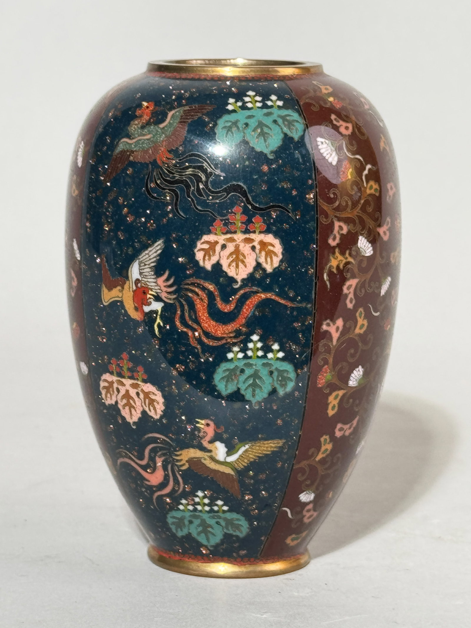 JAPANESE MEIJI GOLDEN ERA CLOISONNE VASE WITH GOLDSTONE (1 of 6)
