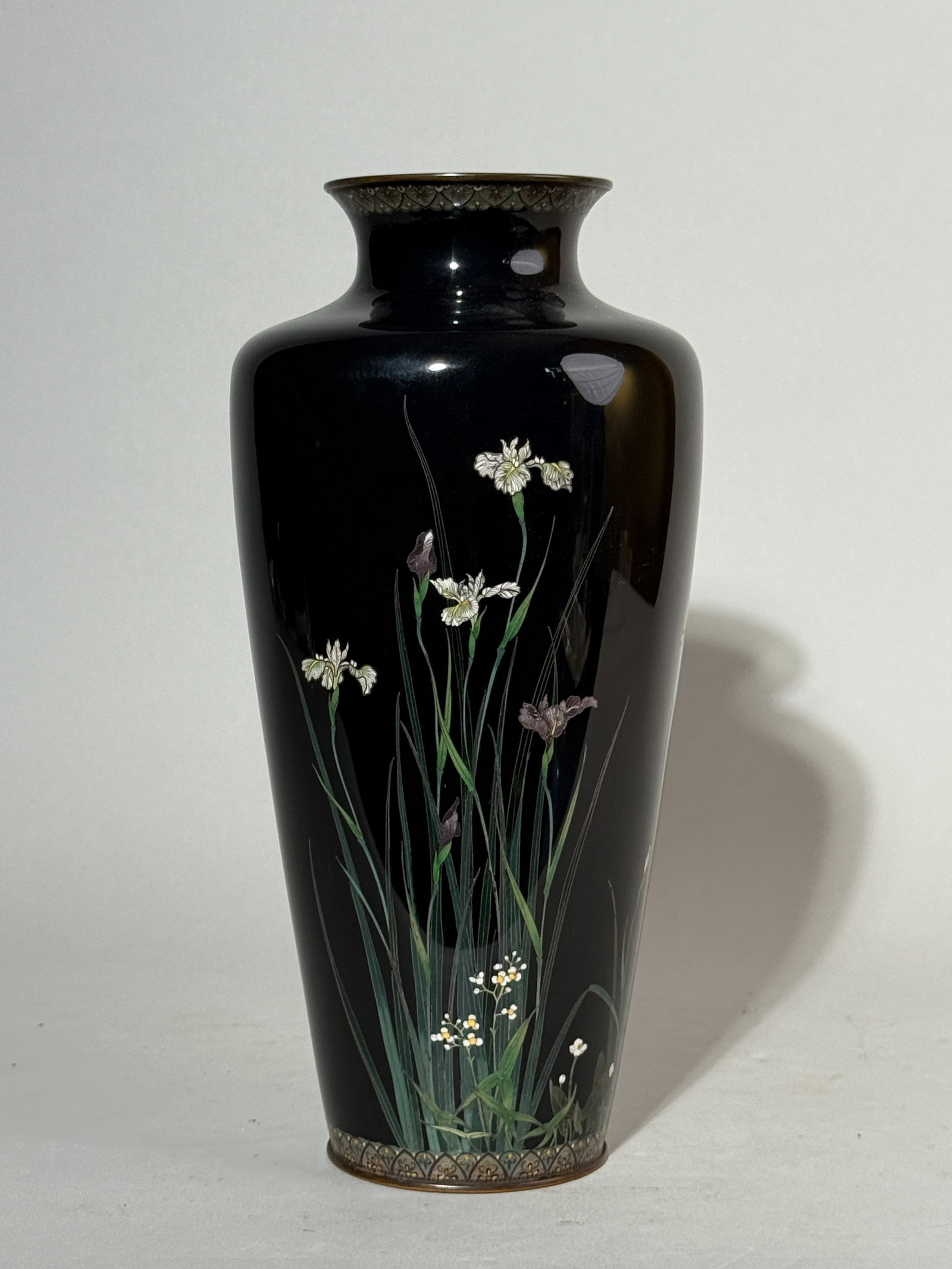 JAPANESE MEIJI CLOISONNE VASE OF IRIS DESIGN (1 of 9)