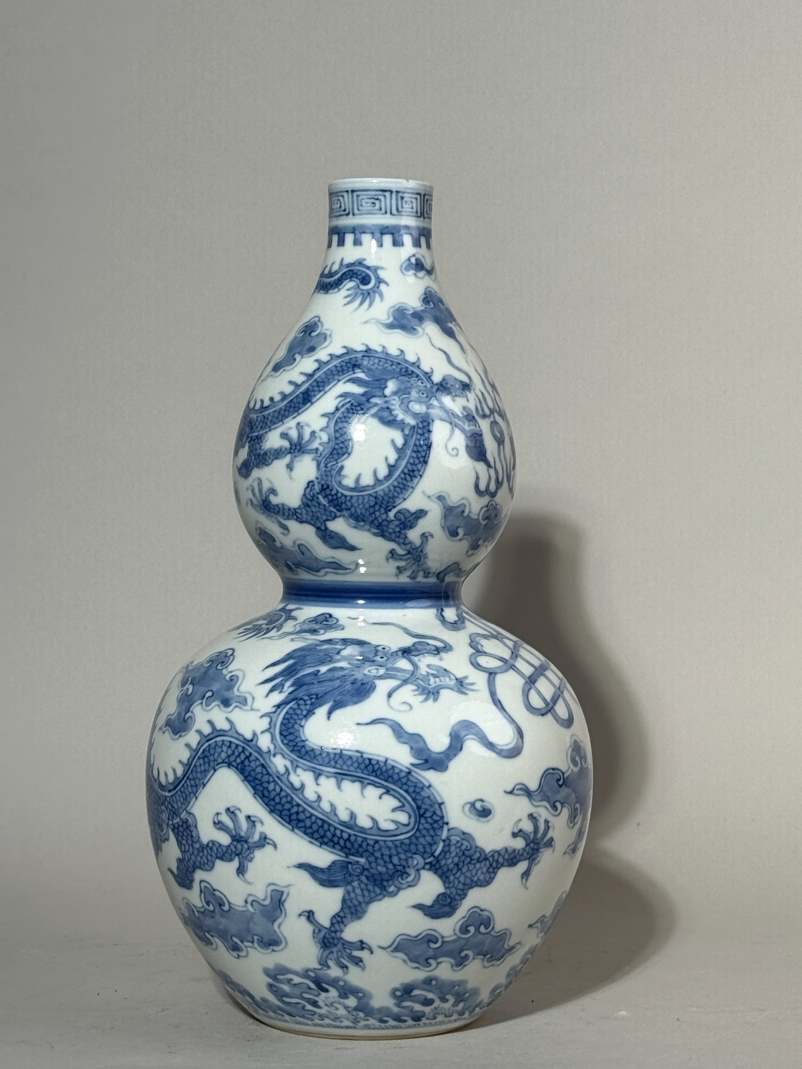 CHINESE DOUBLE GOURD PORCELAIN VASE WITH DRAGON MOTIF (1 of 10)