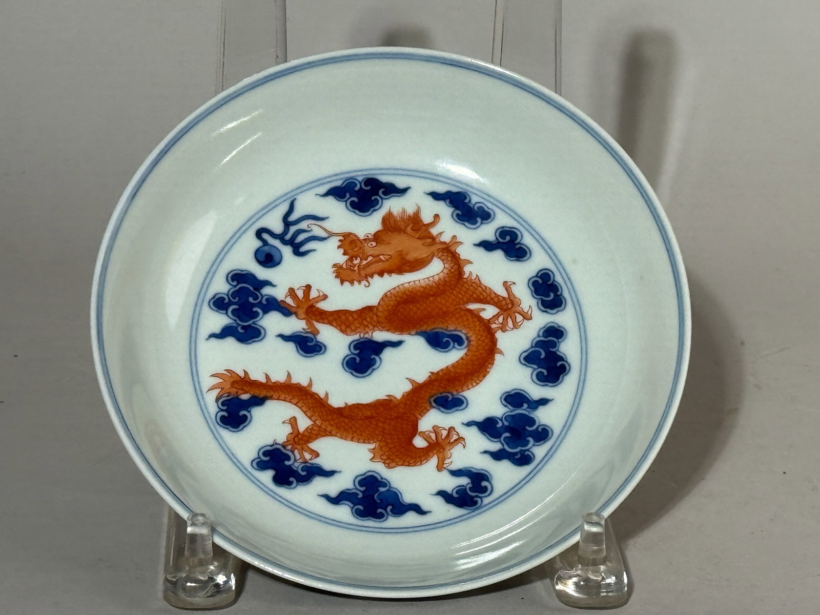 CHINESE PORCELAIN DISH WITH DRAGON (1 of 9)