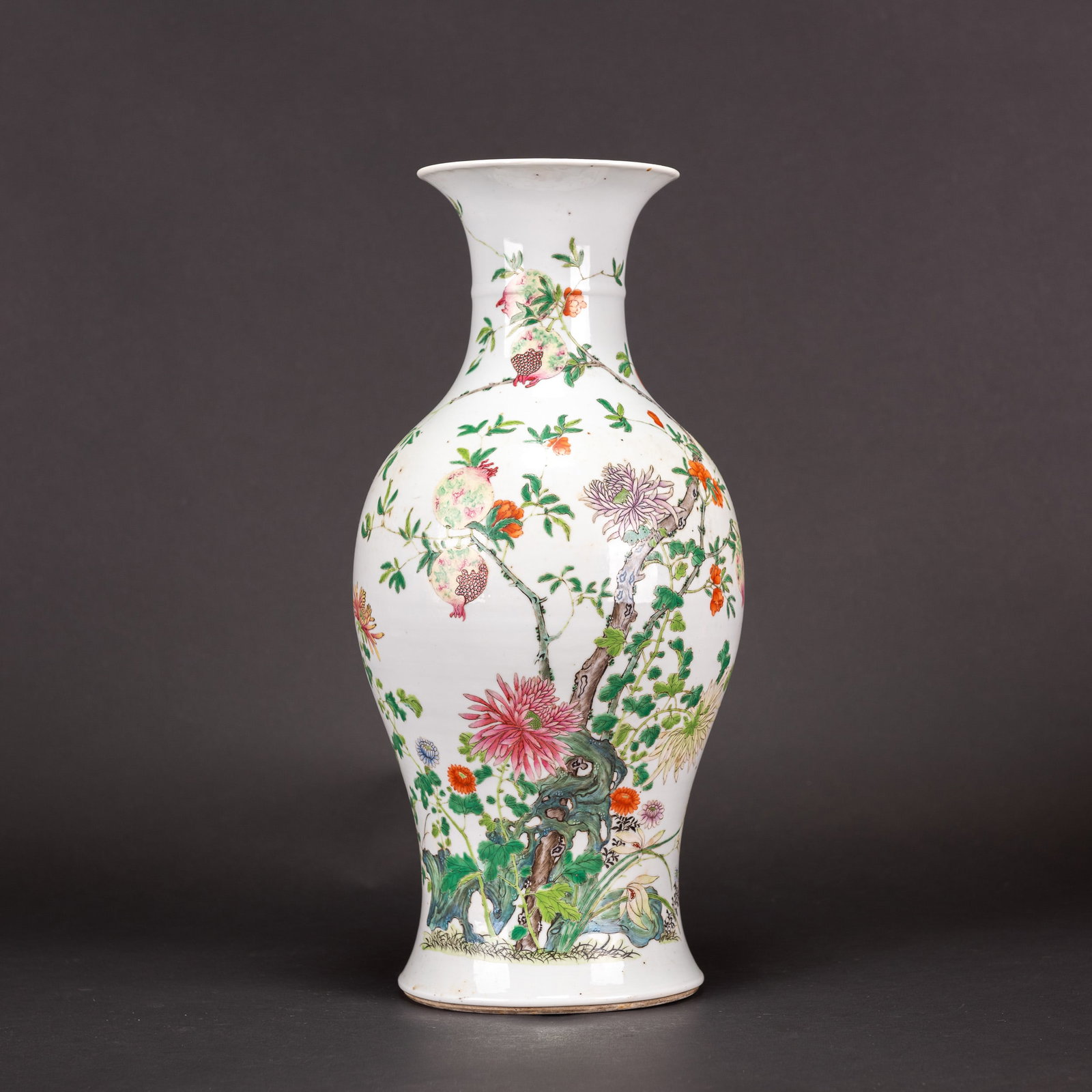 CHINESE FAMILLE ROSE "FLORAL AND FRUIT" BALUSTER VASE, DAOGUANG MARK (1 of 9)