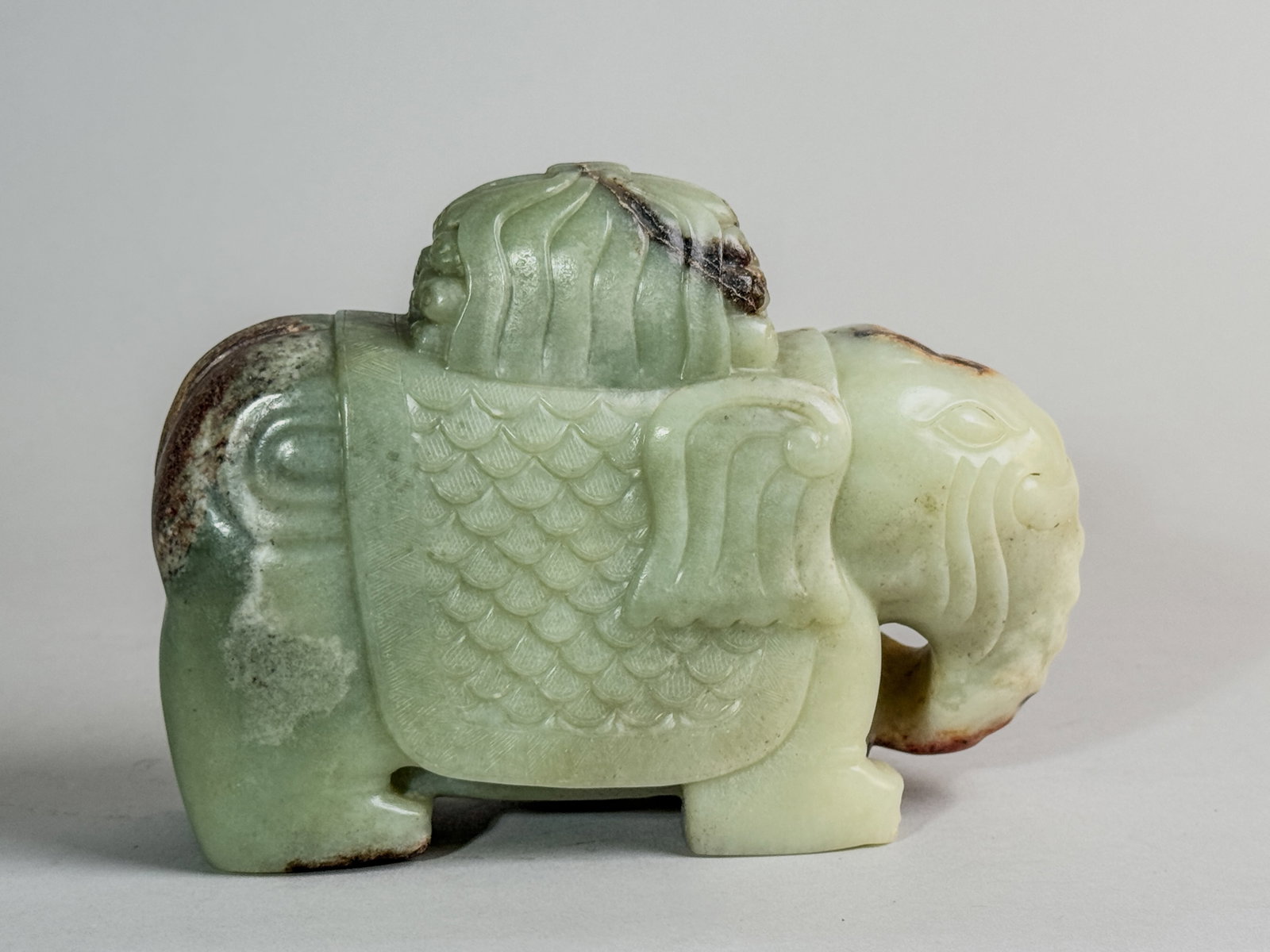 CHINESE CELADON JADE ELEPHANT - 5