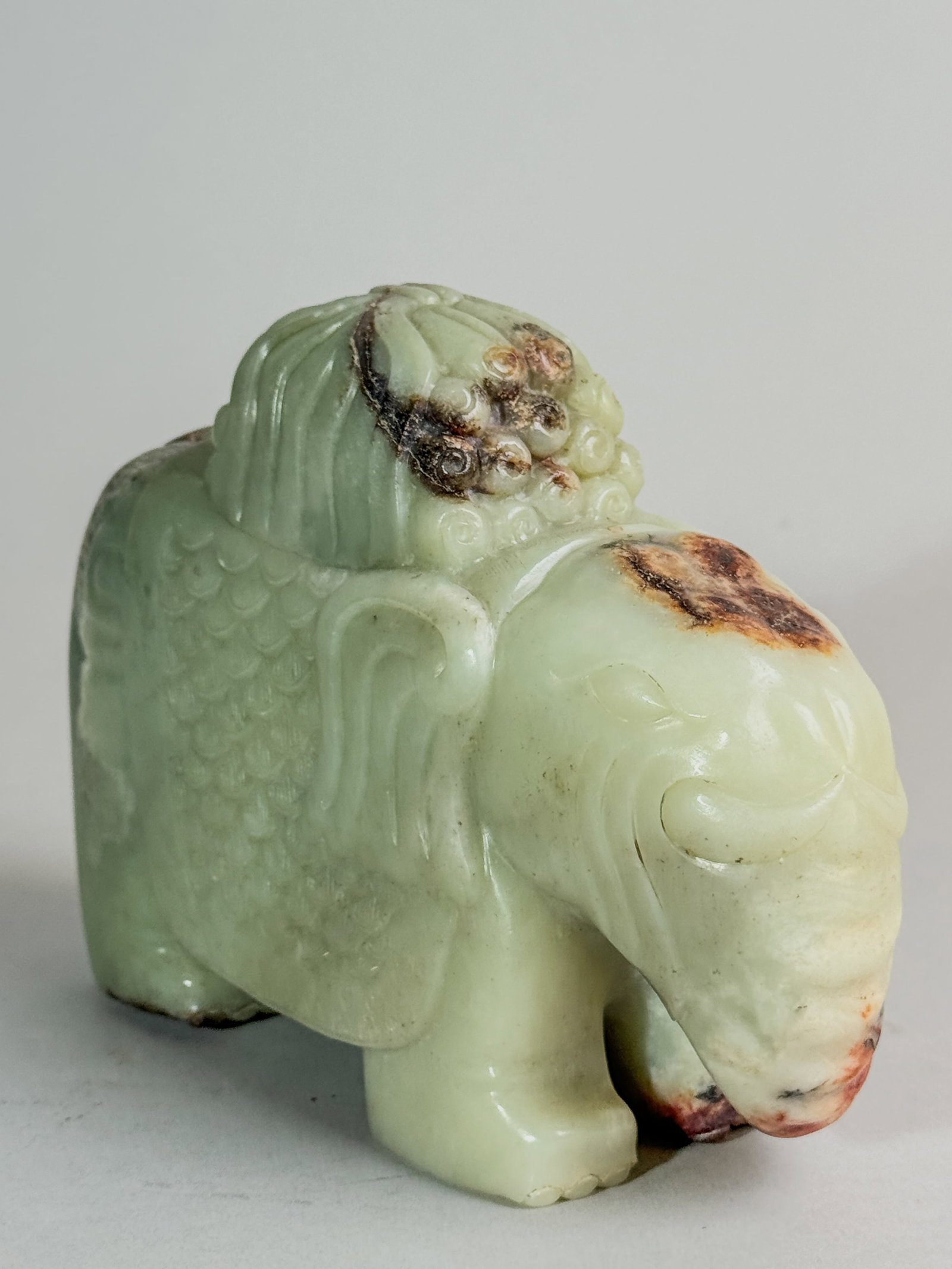 CHINESE CELADON JADE ELEPHANT - 6