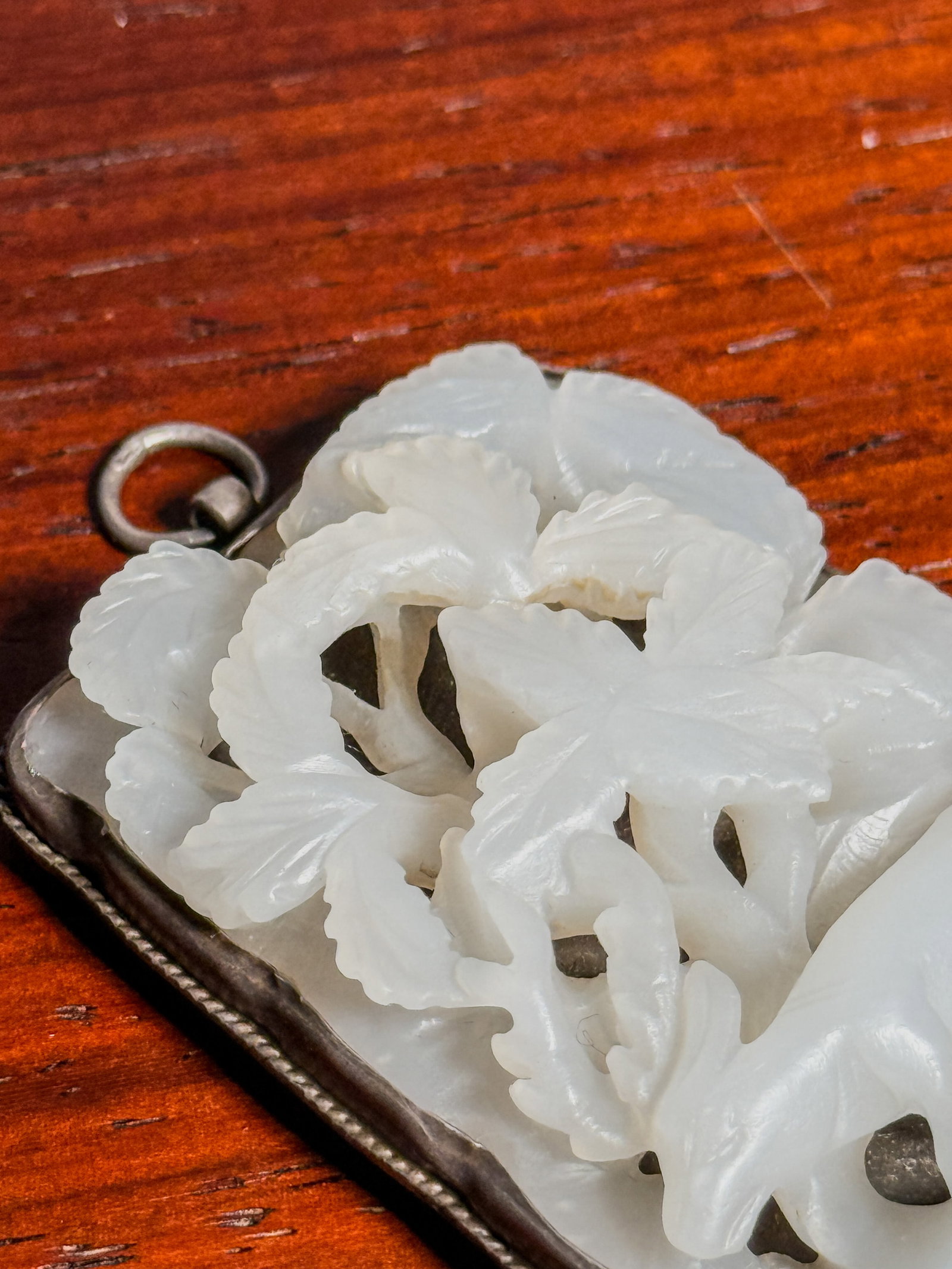 CHINESE WHITE JADE PLAQUE WITH DEER SCENE - 3