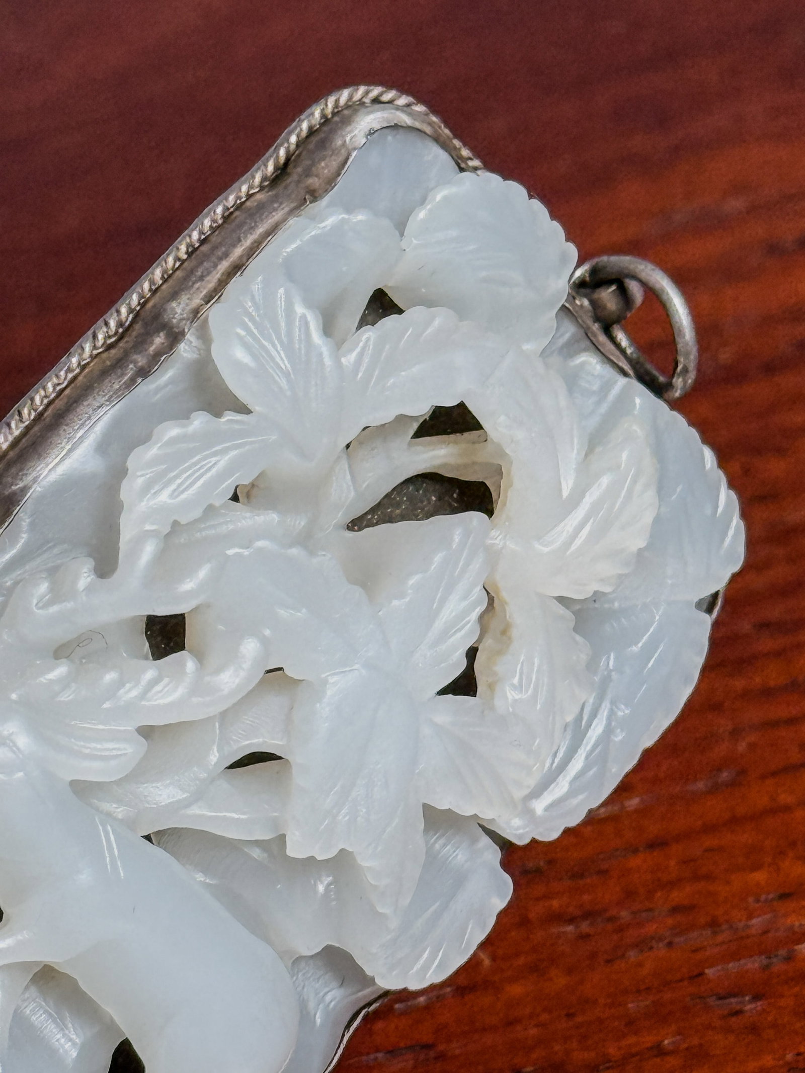 CHINESE WHITE JADE PLAQUE WITH DEER SCENE - 8