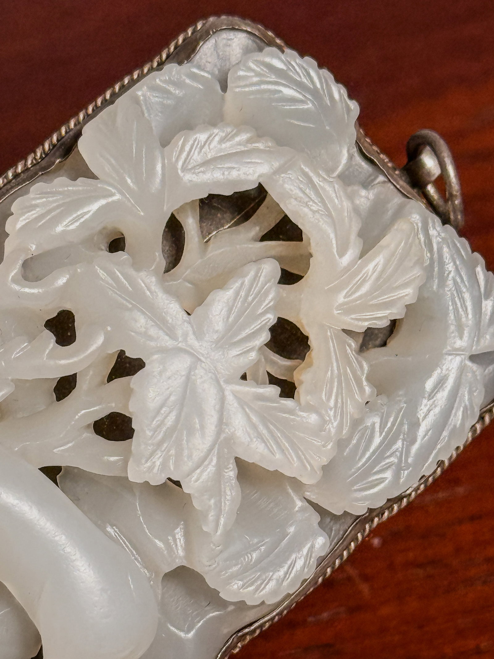 CHINESE WHITE JADE PLAQUE WITH DEER SCENE - 9