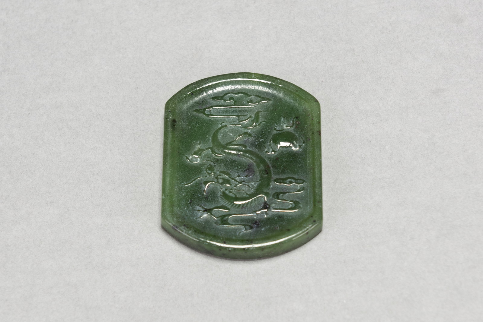 CHINESE SPINACH JADE "DRAGON" PLAQUE - 2