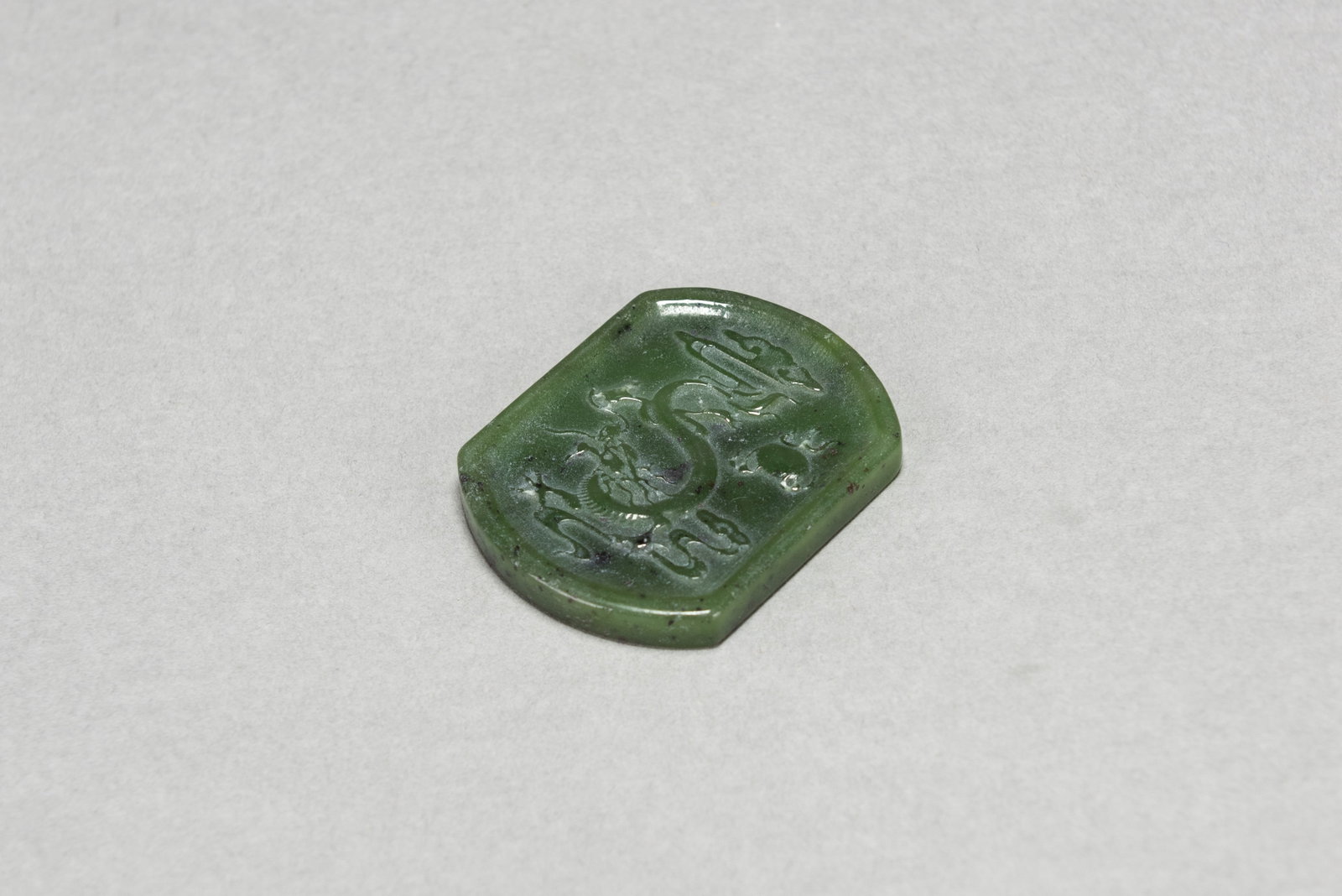CHINESE SPINACH JADE "DRAGON" PLAQUE - 4