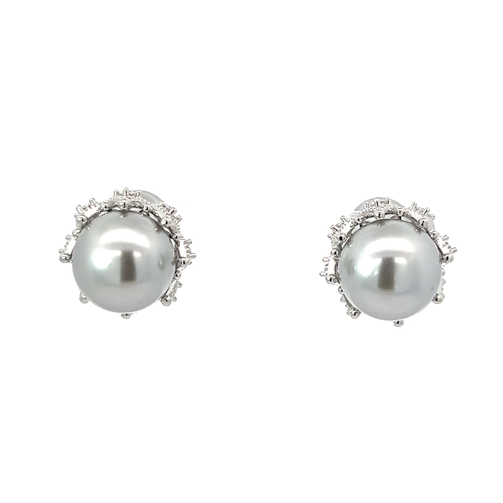 (LOT OF 2) PAIR OF PEARL AND STERLING SILVER EARRINGS: (lot of 2) Pair of pearl and sterling silver earrings. 1.1"h x 0.79"d (2.8 x 2 cm) (x2) Weight: 10.3 g total