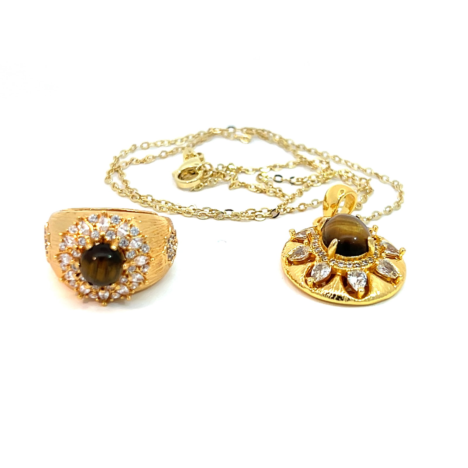 (LOT OF 2) CYMOPHANE, DIAMOND AND STERLING SILVER NECKLACE AND RING (1 of 11)